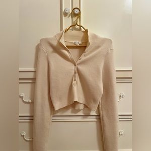 For Love and Lemons cropped polo sweater